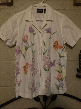 Floral and Butterfly Design Button Up
